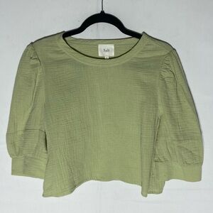 Salt Light Green Slubbed Cotton Puff Sleeve Cottagecore Blouse S